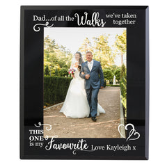Personalised Of All the Walks... Wedding 5x7 Black Glass Photo Frame