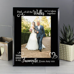 Personalised Of All the Walks... Wedding 5x7 Black Glass Photo Frame