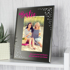 Personalised Bestie 4x6 Diamante Glass Photo Frame