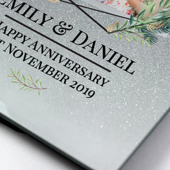 Personalised Geo Leaves 4x4 Glitter Glass Photo Frame