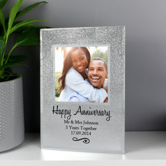 Personalised Heart & Swirl 4x4 Glitter Glass Photo Frame