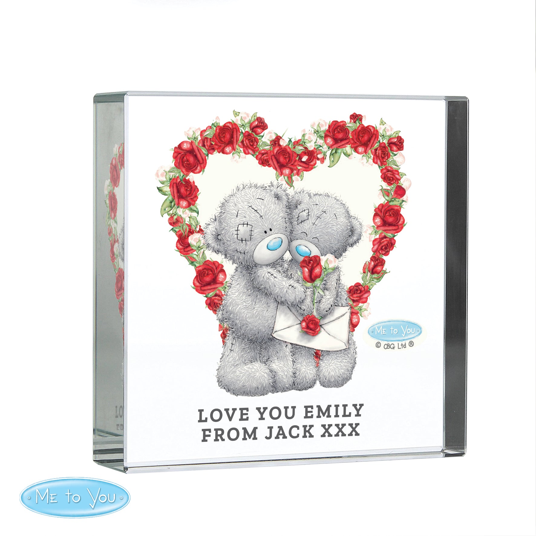 Gift Original Tatty Teddy Personalised Me to You Rose Heart Crystal Token