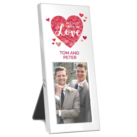 Image of Personalised 'All You Need is Love' Confetti Hearts 2x3 Photo Frame