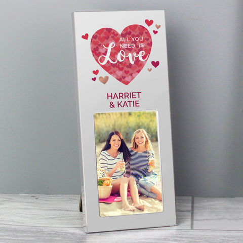 Image of Personalised 'All You Need is Love' Confetti Hearts 2x3 Photo Frame
