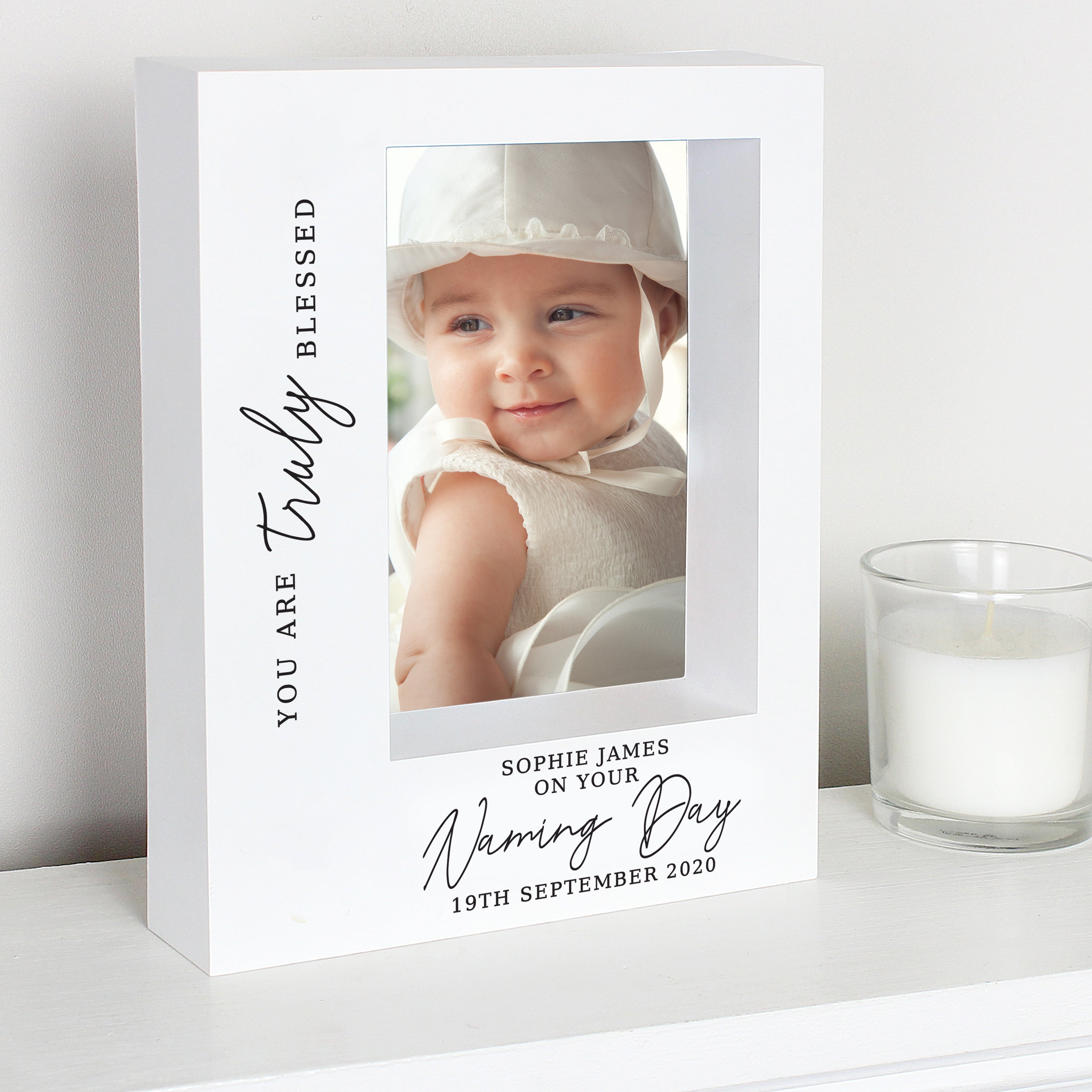 Personalised 'Truly Blessed' Naming Day 5x7 Box Photo Frame