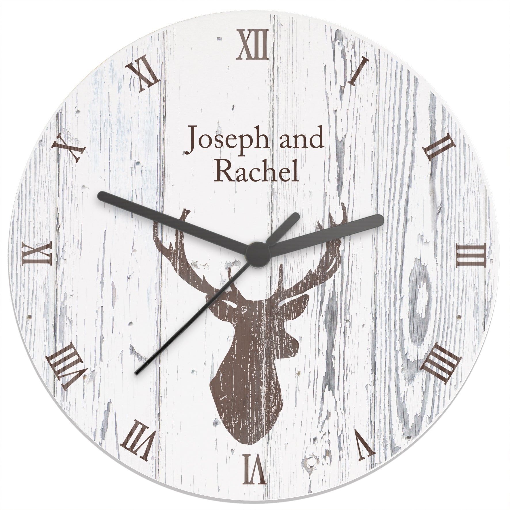 Personalised Highland Stag Shabby Chic Wooden Clock