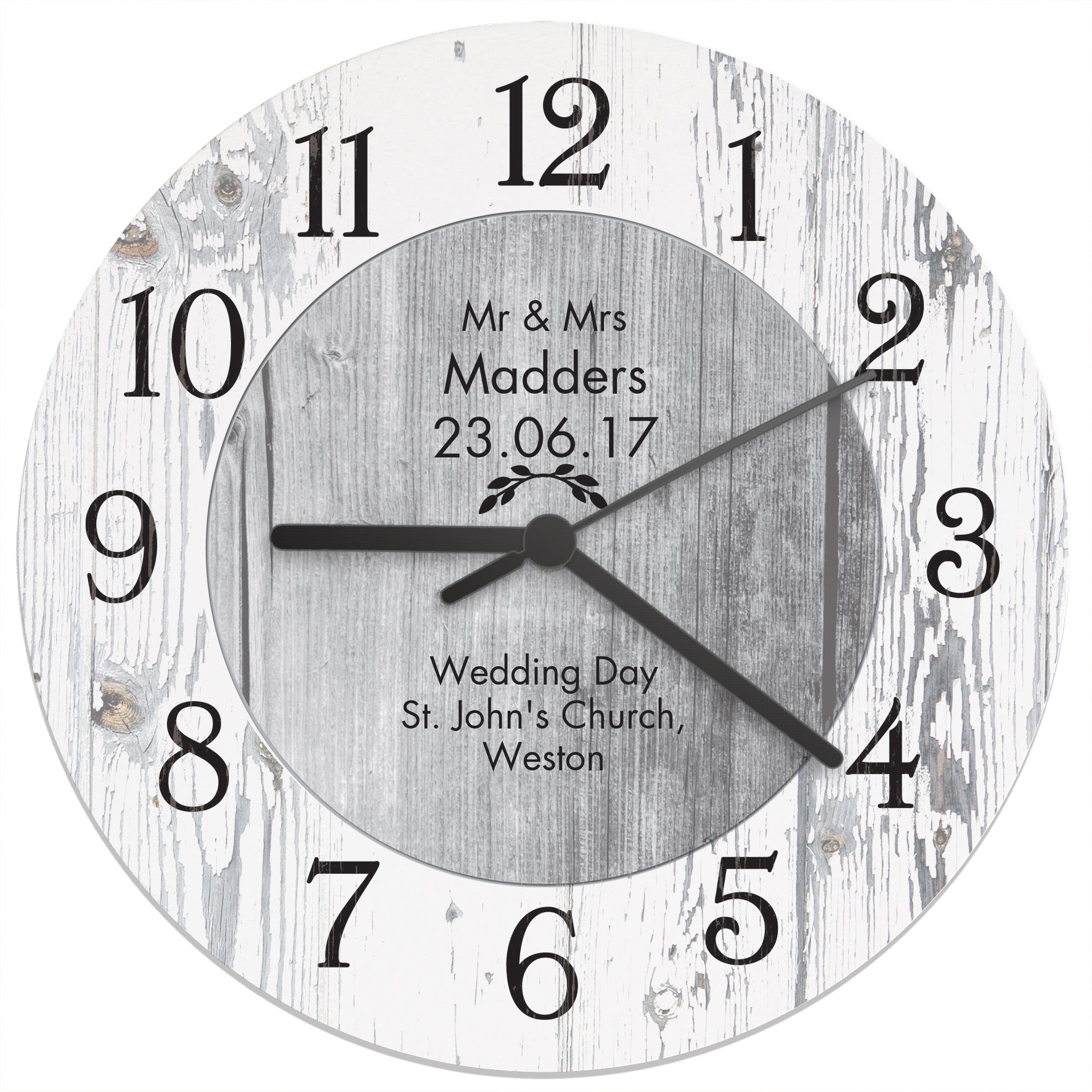 Personalised Any Message Shabby Chic Large Wooden Clock
