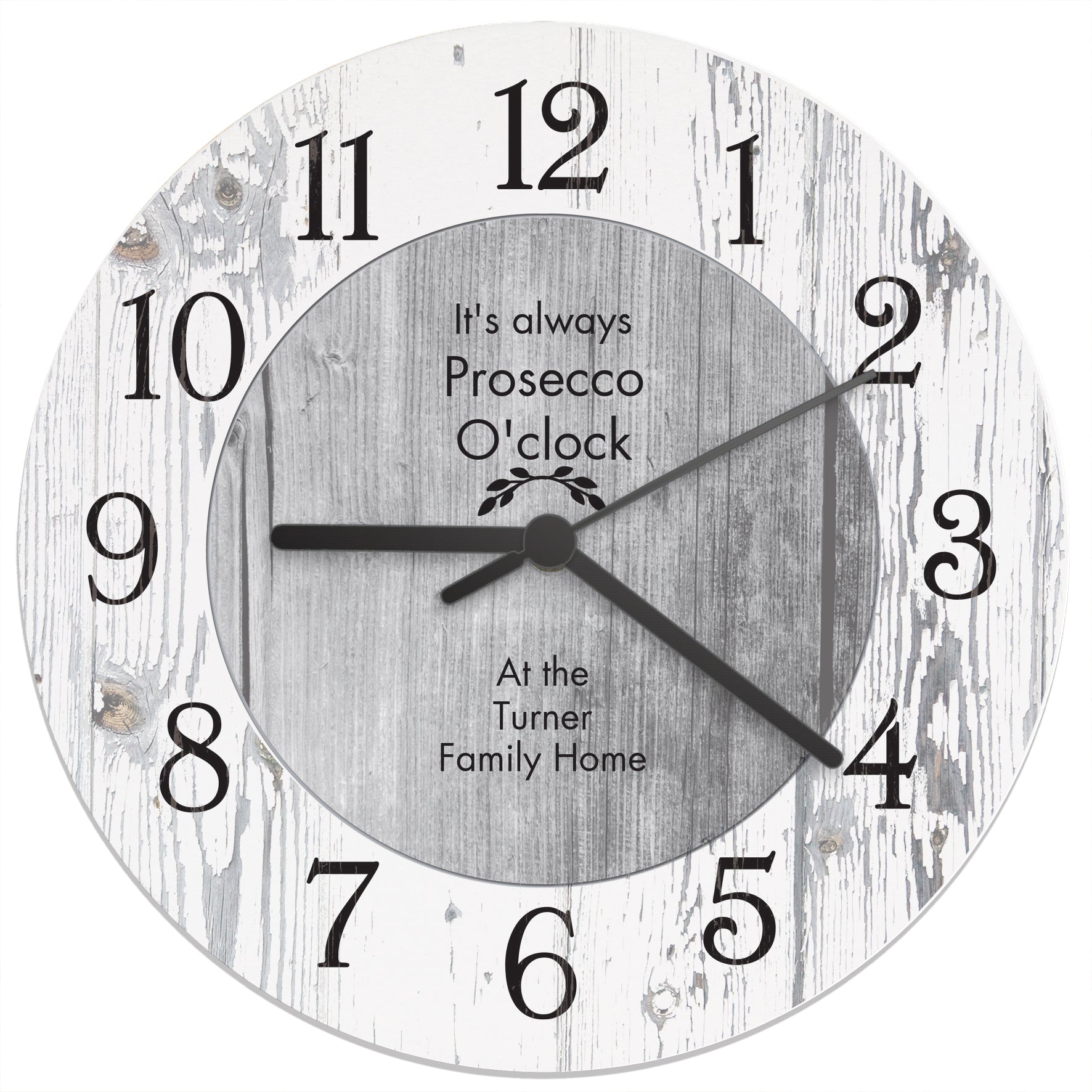 Personalised Any Message Shabby Chic Large Wooden Clock