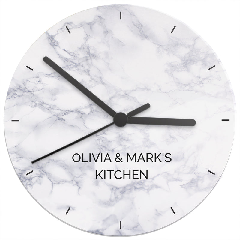 Personalised Marble Effect Wooden Clock