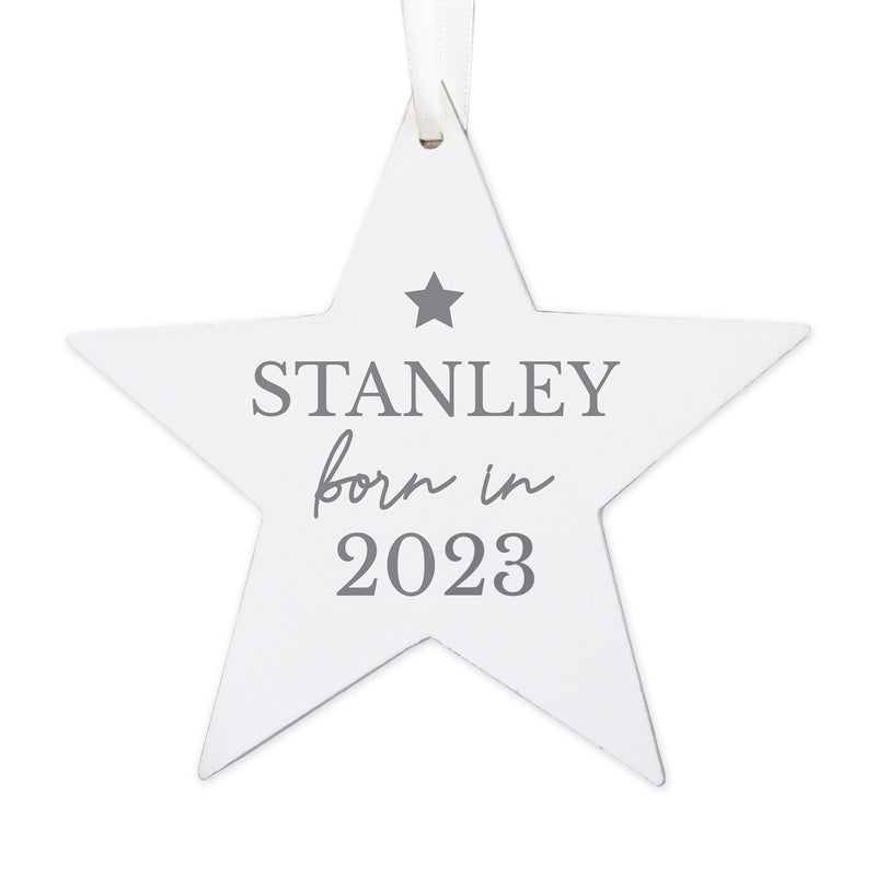 Personalised Born In Wooden Star Decoration by Gift Original