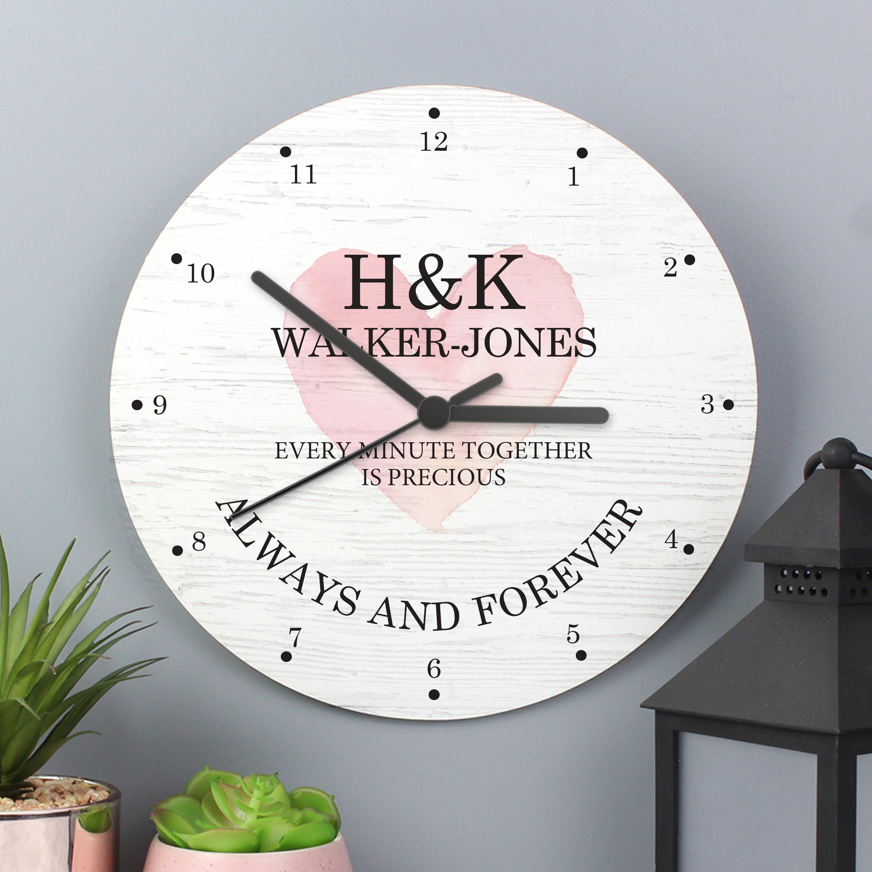 Personalised Couples Wooden Clock