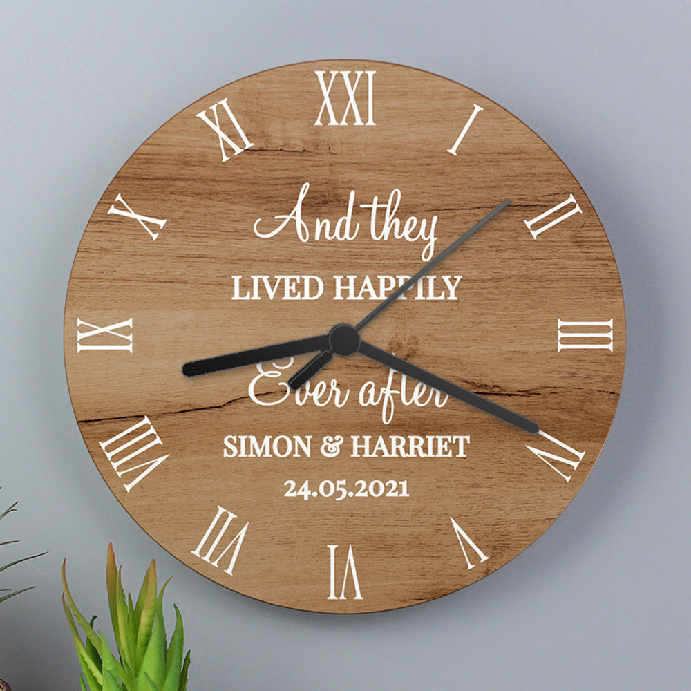 Personalised Free Text Wood Effect Clock