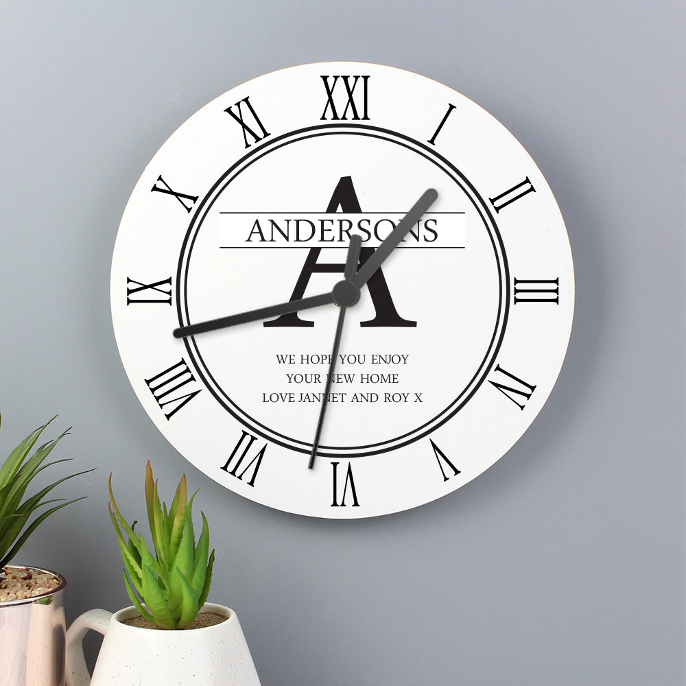 Personalised Family Name & Initial Wooden Clock