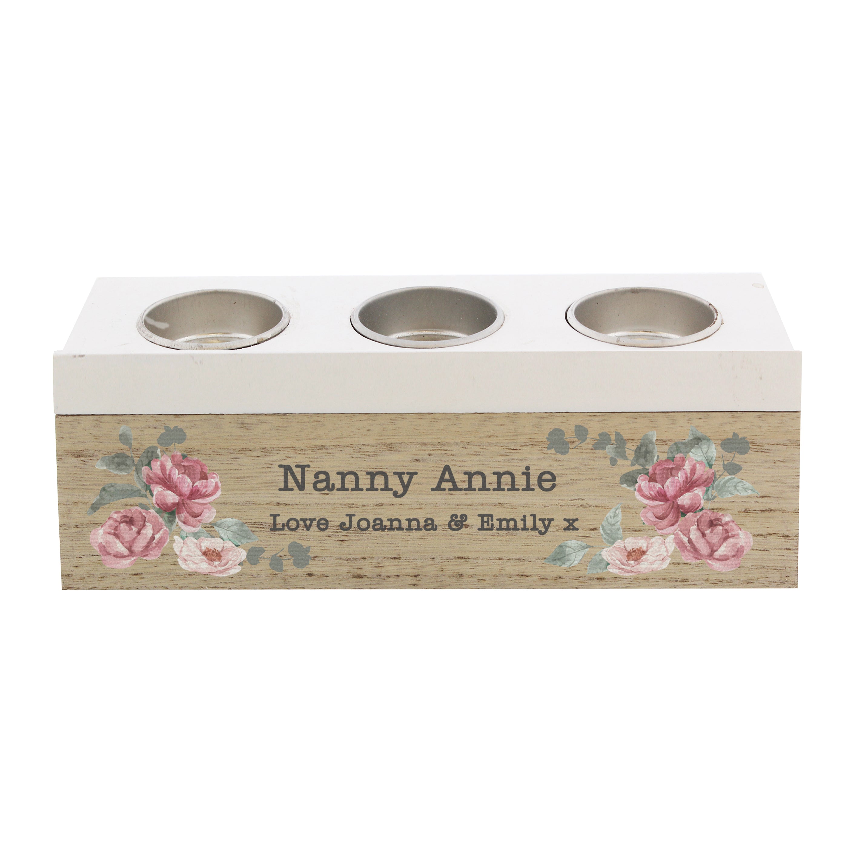 Gift Original Personalised Floral Watercolour Triple Tealight Box