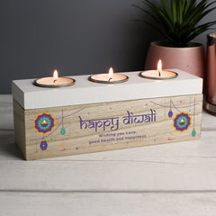Personalised Diwali Triple Tealight Box