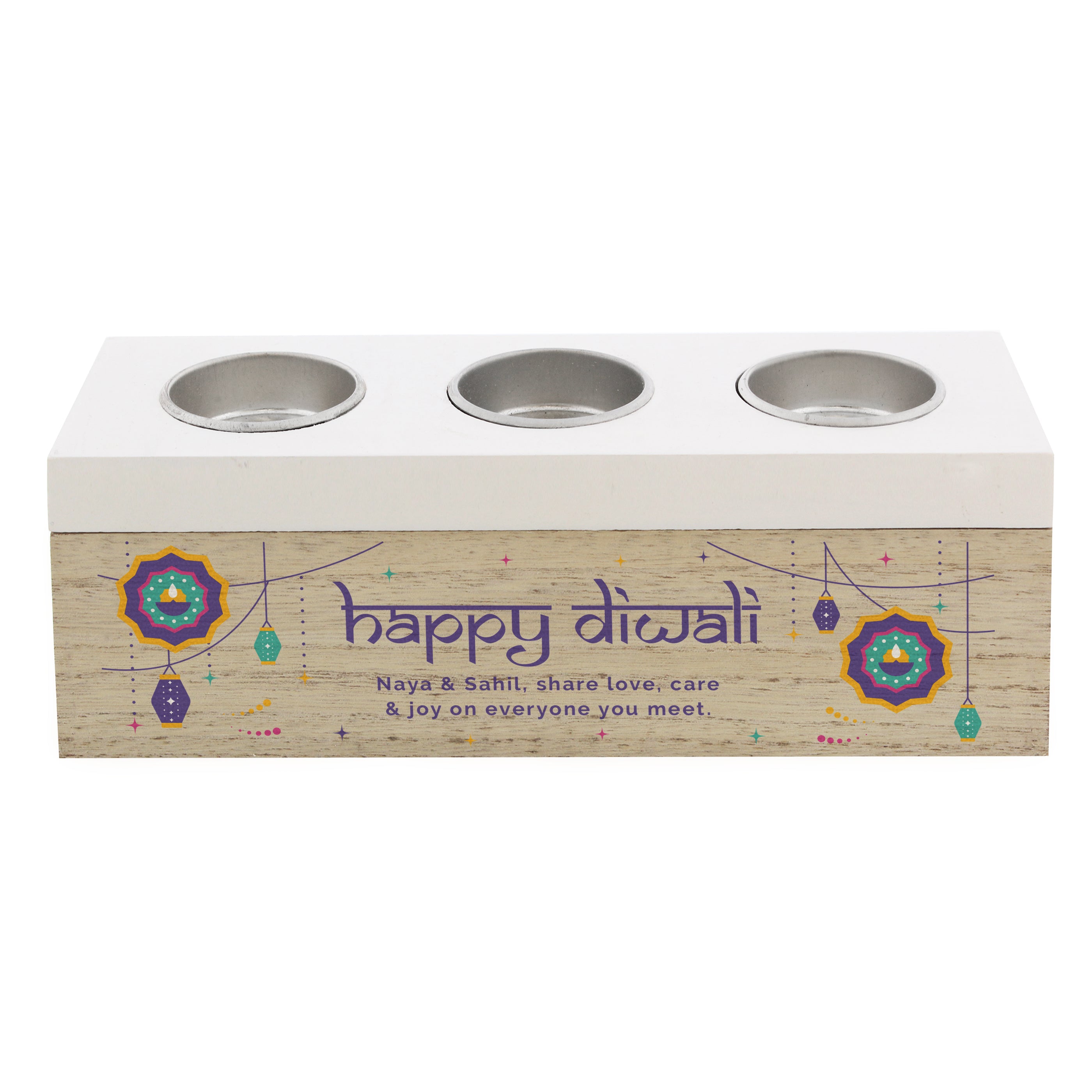 Gift Original Personalised Diwali Triple Tealight Box