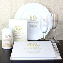 Personalised 50th Golden Anniversary Hardback Guest Book & Pen