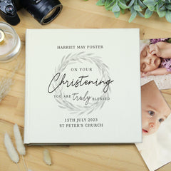 Personalised 'Truly Blessed' Christening Square Photo Album