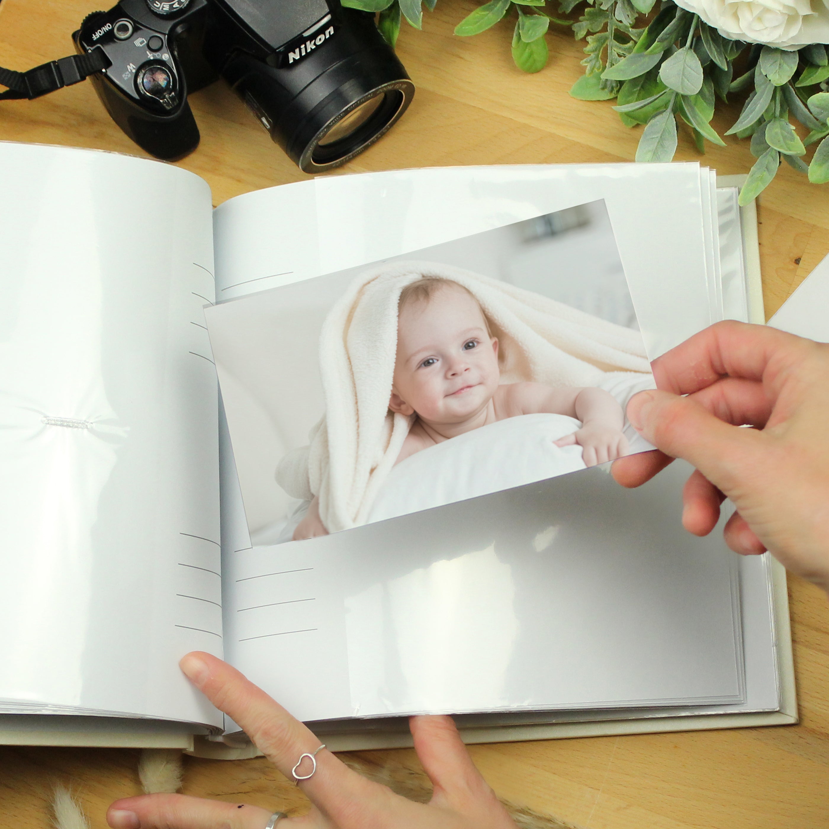 Personalised Floral Wreath Square Photo Album